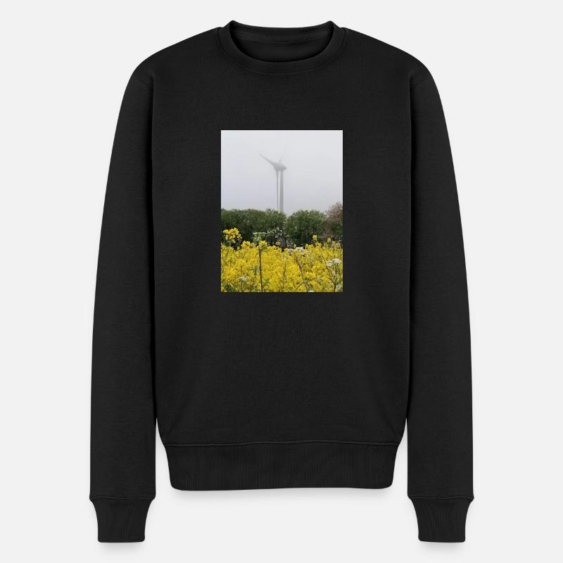 Windkraftanlage im Rapsfeld - Männer Premium Bio Pullover - Schwarz