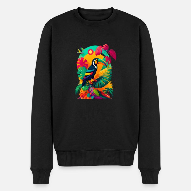 Sommer mit Tucan - Männer Premium Bio Pullover - Schwarz