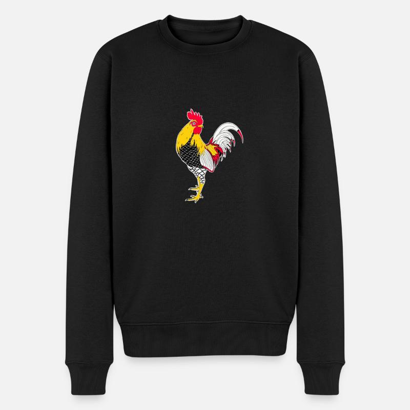 Hahn - Männer Premium Bio Pullover - Schwarz