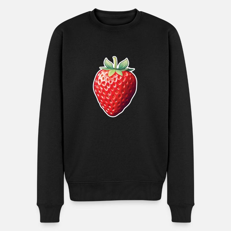 Erdbeere fruchtig - Männer Premium Bio Pullover - Schwarz