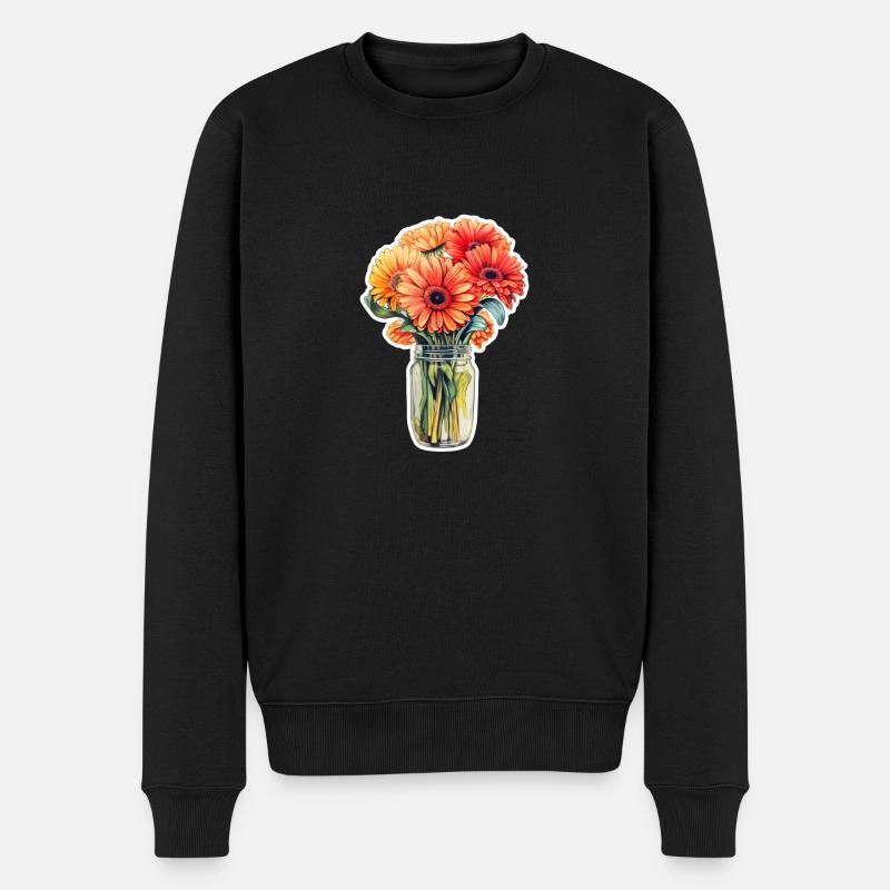 Marguerites Gerbera - Pull Premium bio Homme - noir