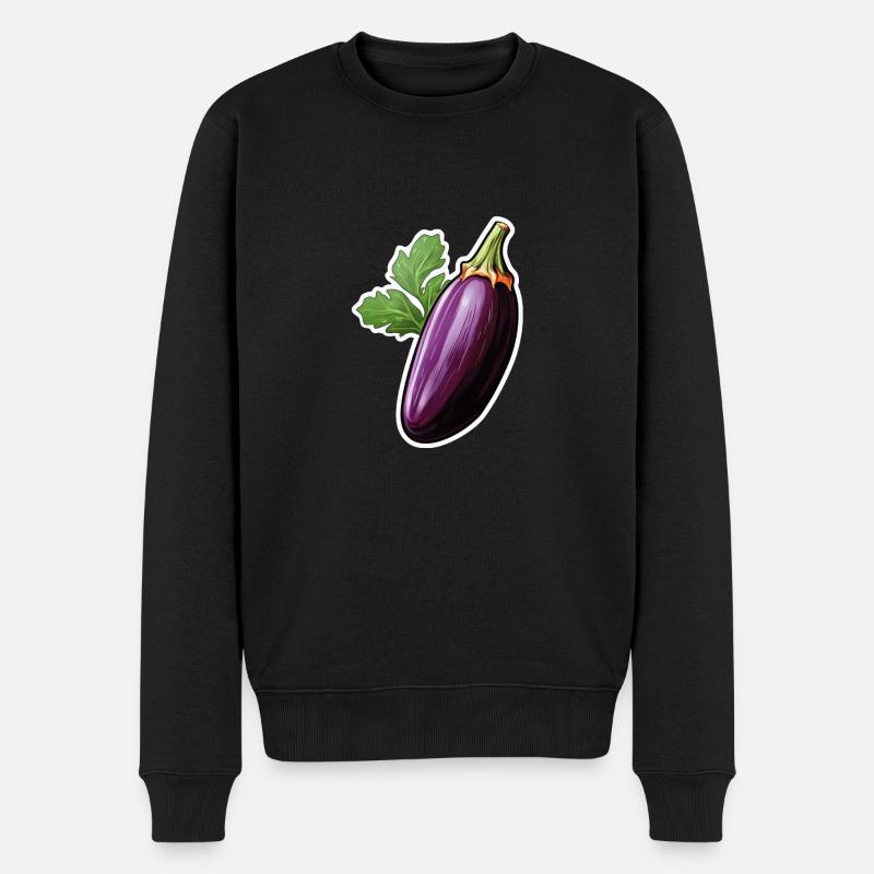 Aubergine - Männer Premium Bio Pullover - Schwarz