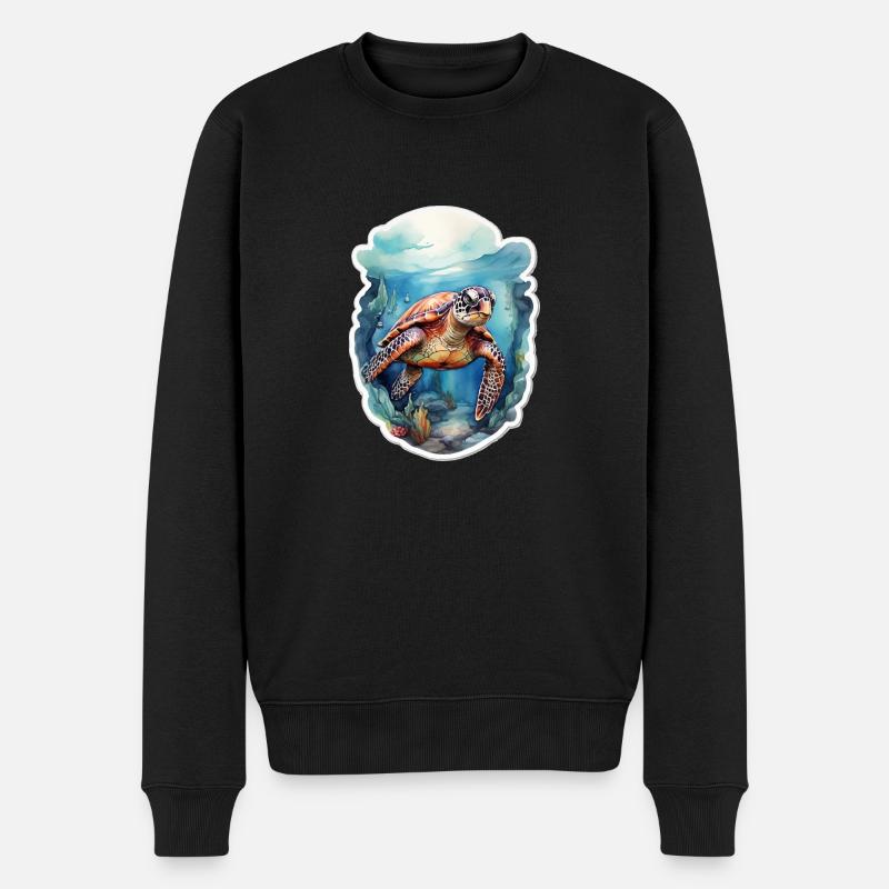 Meers Schildkröte unter Wasser - Männer Premium Bio Pullover - Schwarz