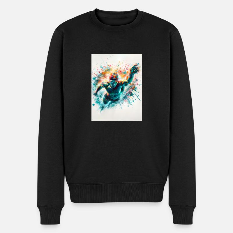 Nageur à l’aquarelle - Pull Premium bio Homme - noir