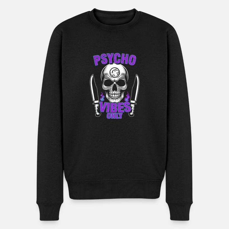 Psycho Vibes Schädel - Männer Premium Bio Pullover - Schwarz