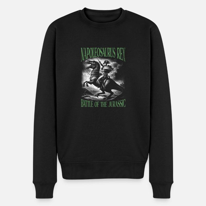 Napoléon chevauchant un T-Rex Pose de victoire épique - Pull Premium bio Homme - noir