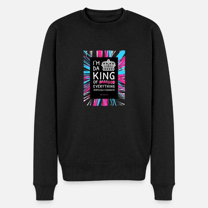 ICH BIN DA KING - Männer Premium Bio Pullover - Schwarz