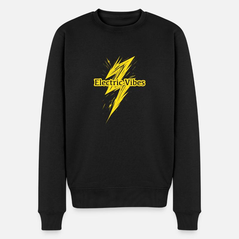 Electric Vibes: Element Blitz-Design - Männer Premium Bio Pullover - Schwarz