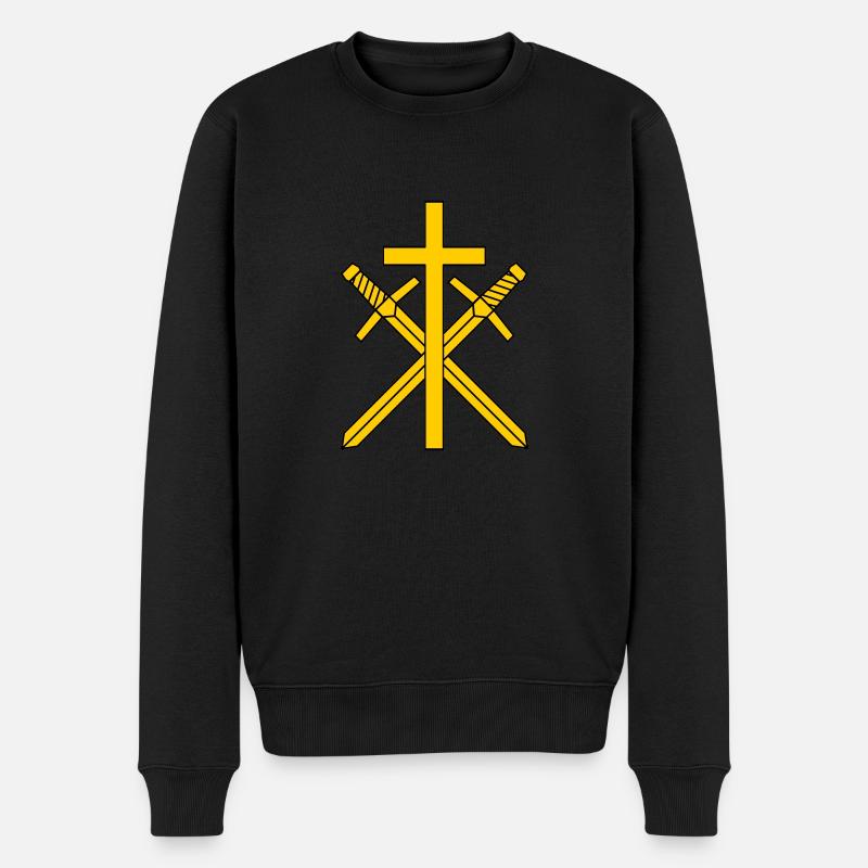 Kreuz und Schwerter - Männer Premium Bio Pullover - Schwarz