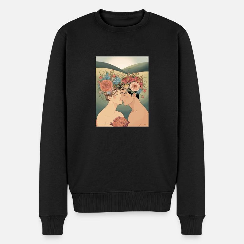 Les amoureux et les fleurs - Pull Premium bio Homme - noir
