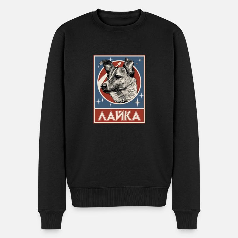 Sowjetischer Weltraumhund Laika - Männer Premium Bio Pullover - Schwarz