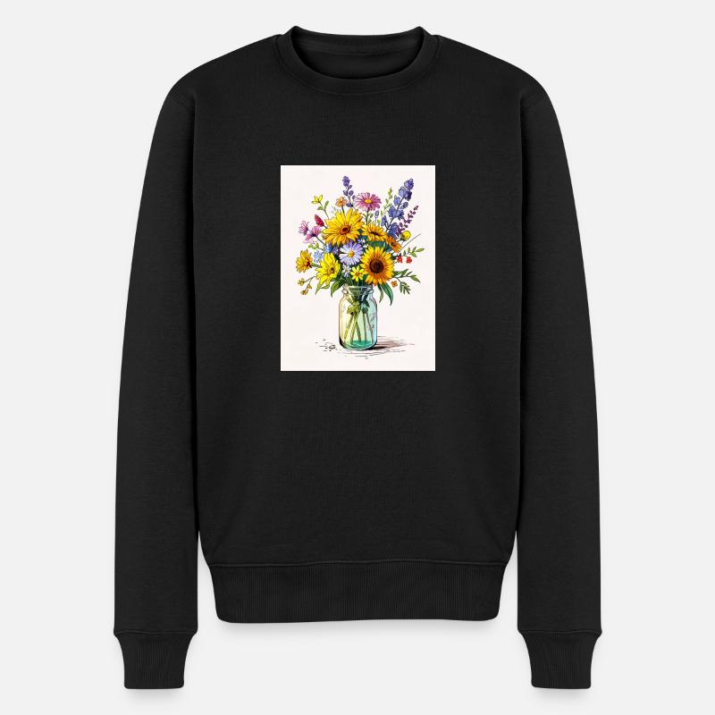 Ein Glas voller Freude - Männer Premium Bio Pullover - Schwarz