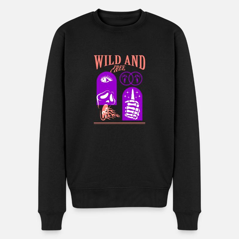 Wild and Free - Männer Premium Bio Pullover - Schwarz