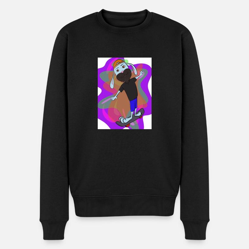 Der Skater-Hase - Männer Premium Bio Pullover - Schwarz