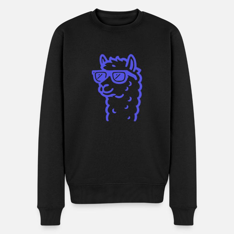 lama sonnenbrille - Männer Premium Bio Pullover - Schwarz