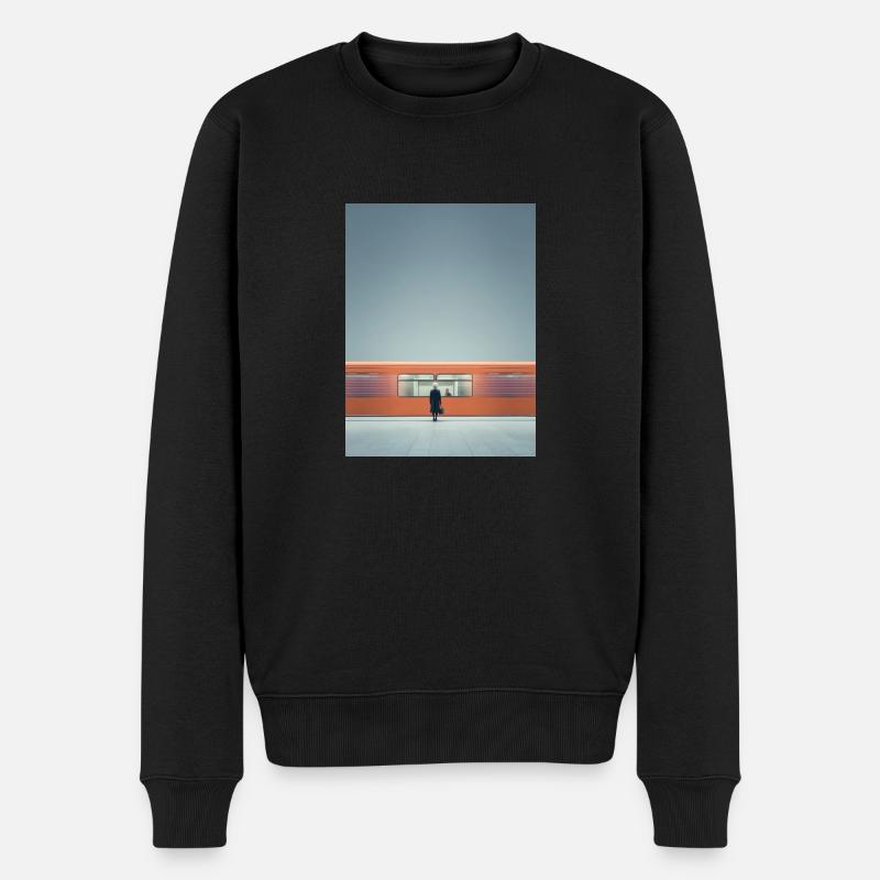 Minimalistischer U-Bahn-Moment - Männer Premium Bio Pullover - Schwarz