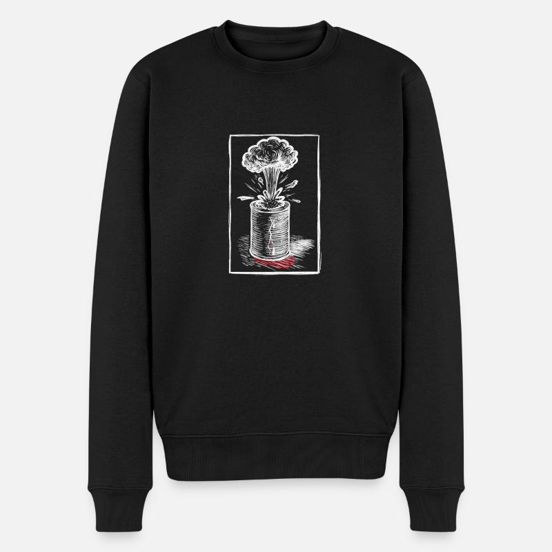 Konservendosenmenschen white - Männer Premium Bio Pullover - Schwarz