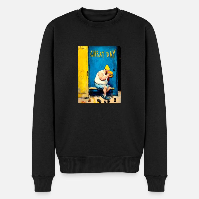 « Cheat Day » de van Gogh - Pull Premium bio Homme - noir