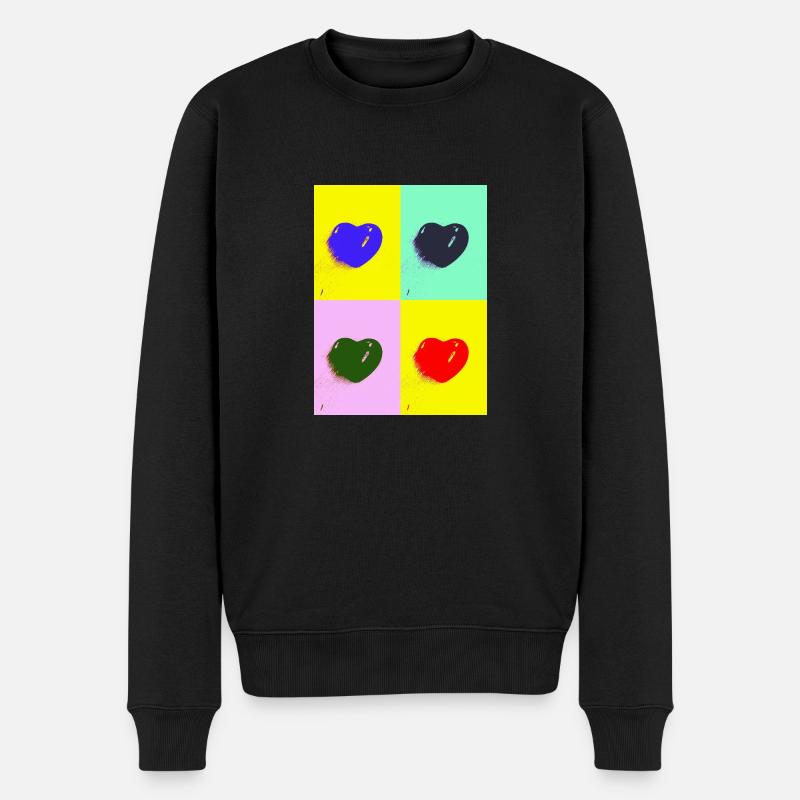 Pop-Art-Herz - Männer Premium Bio Pullover - Schwarz