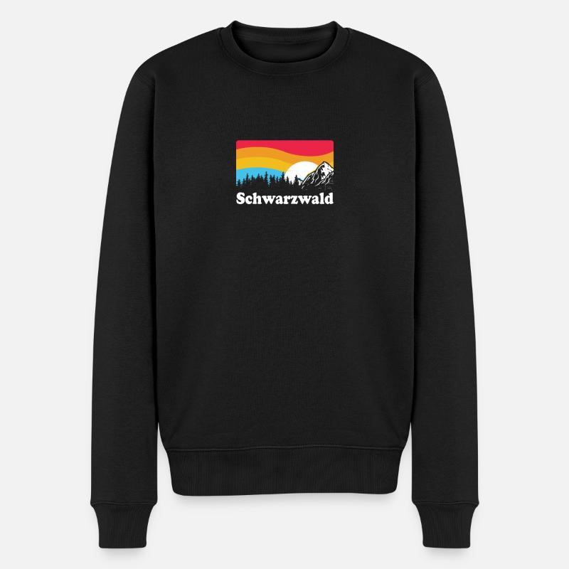 Forêt-Noire Retro Sunset Mountains - Pull Premium bio Homme - noir