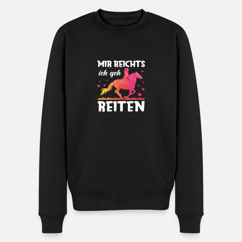 Reitersprüche Reiterin Pferdekopf Reitshirt - Männer Premium Bio Pullover - Schwarz