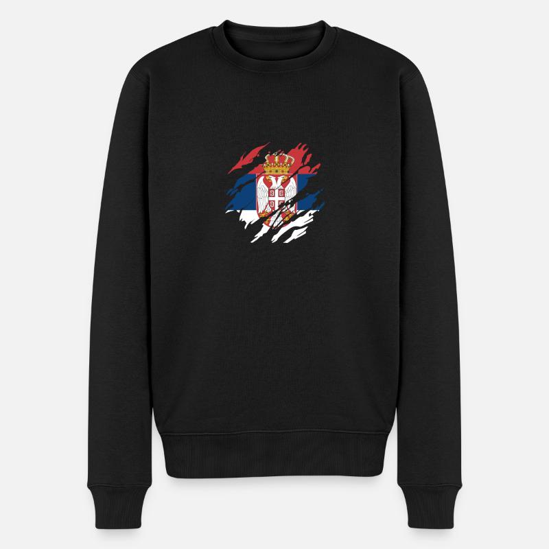 Serbien Serbische Flagge Srbija Serben Geschenk - Männer Premium Bio Pullover - Schwarz