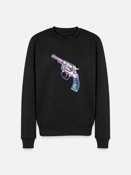 Bunter Revolver - Männer Premium Bio Pullover - Schwarz