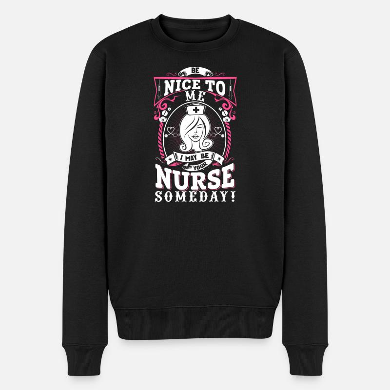Krankenschwester nett - Männer Premium Bio Pullover - Schwarz