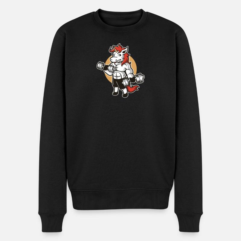 Unicorn Muscular Hanteln - Männer Premium Bio Pullover - Schwarz