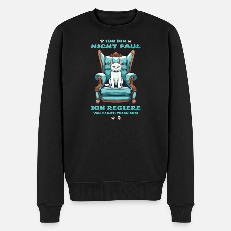 Katzen Königin - Männer Premium Bio Pullover - Schwarz