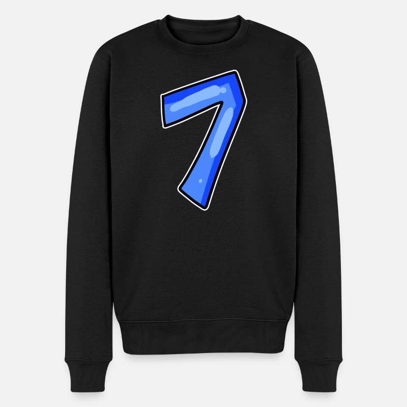 Zahl 7 Nummer - Männer Premium Bio Pullover - Schwarz