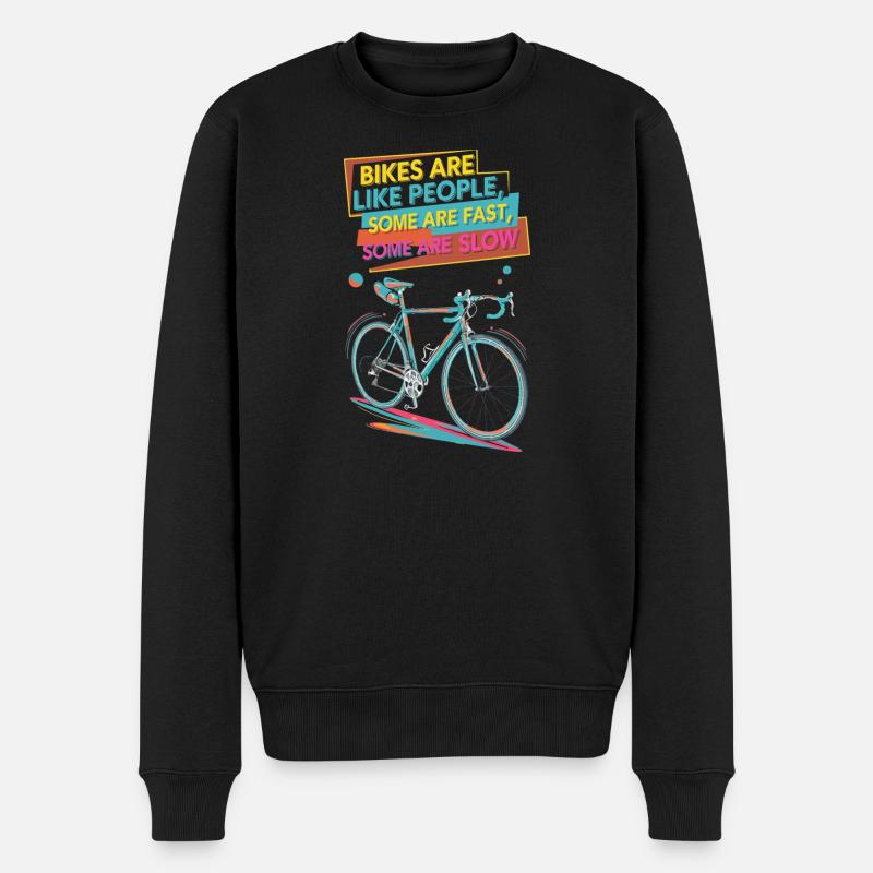 Buntes Fahrrad-Motivationsdesign - Männer Premium Bio Pullover - Schwarz