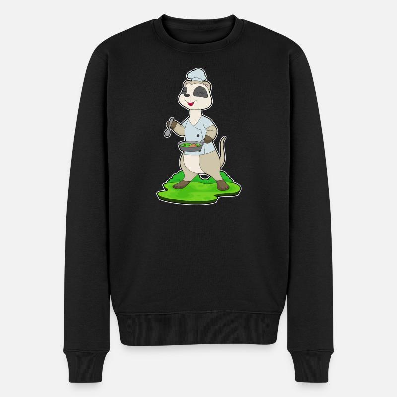 Erdmännchen Koch Pfanne Kochen - Männer Premium Bio Pullover - Schwarz