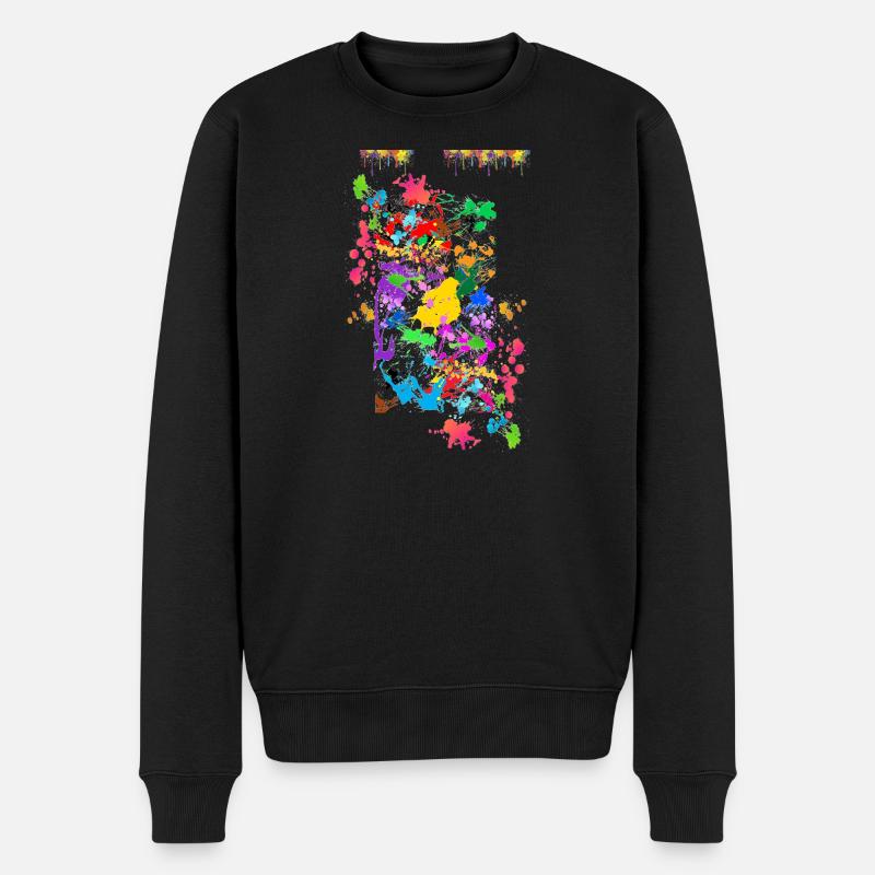 Éclaboussures de couleurs abstraites - Pull Premium bio Homme - noir