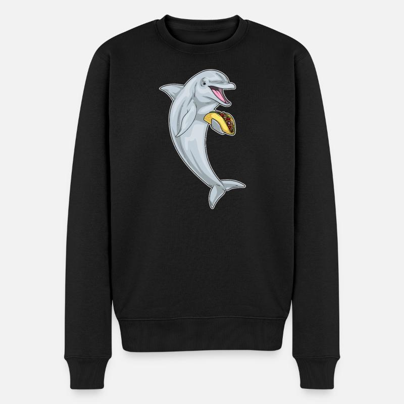 Delfin Taco - Männer Premium Bio Pullover - Schwarz