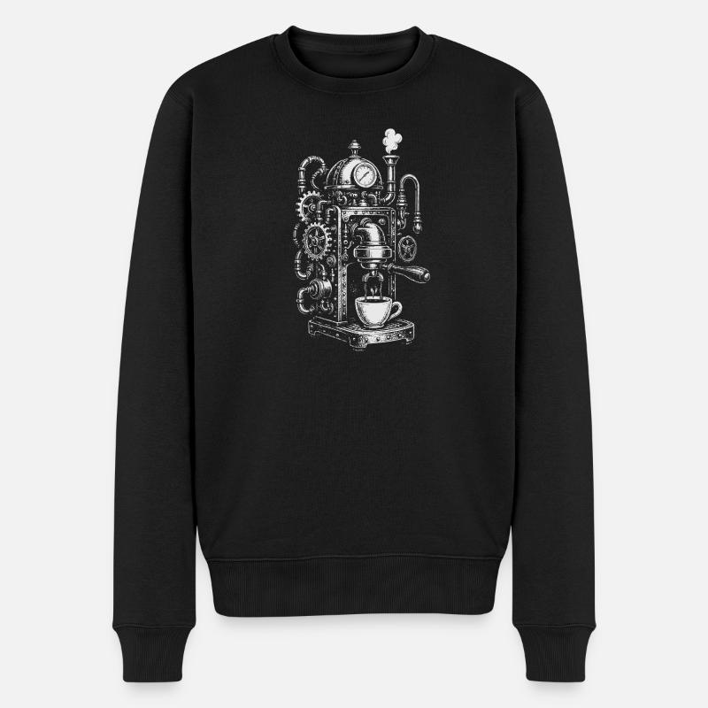 Steampunk-Espressomaschine - Männer Premium Bio Pullover - Schwarz