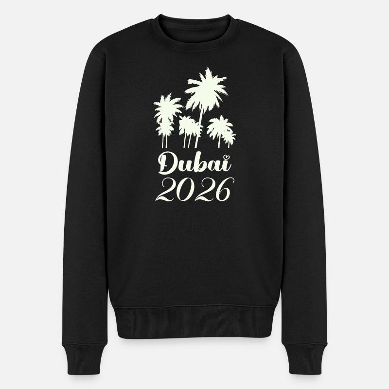 Dubai Palm Trees 2026 Script - Men's Premium Organic Jumper - black
