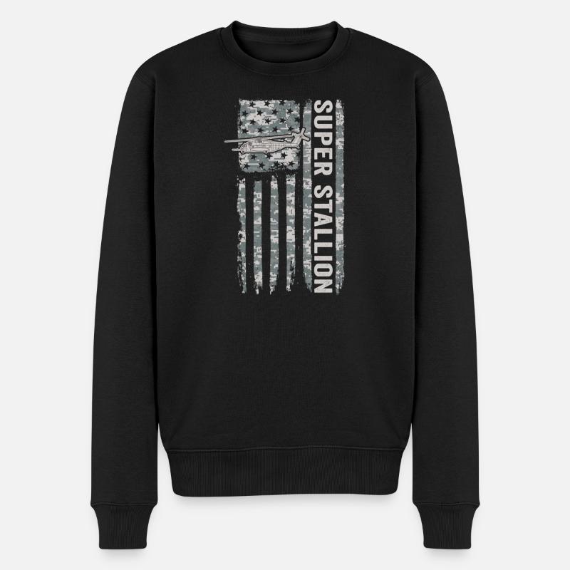 Super Stallion Hubschrauber mit amerikanischer Fla - Pull Premium bio Homme - noir