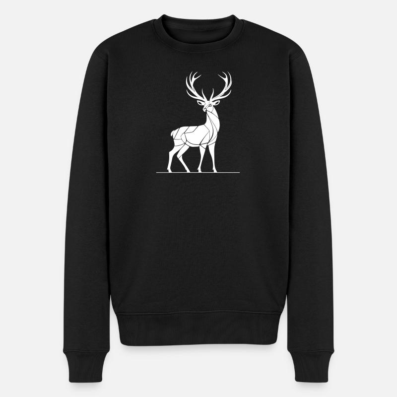 Cerf élaphe abstrait avec des bois - Pull Premium bio Homme - noir