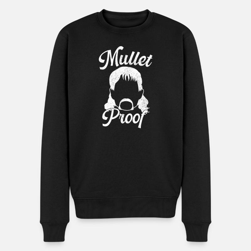 Retro Mullet Proof Mullet Pun - Männer Premium Bio Pullover - Schwarz