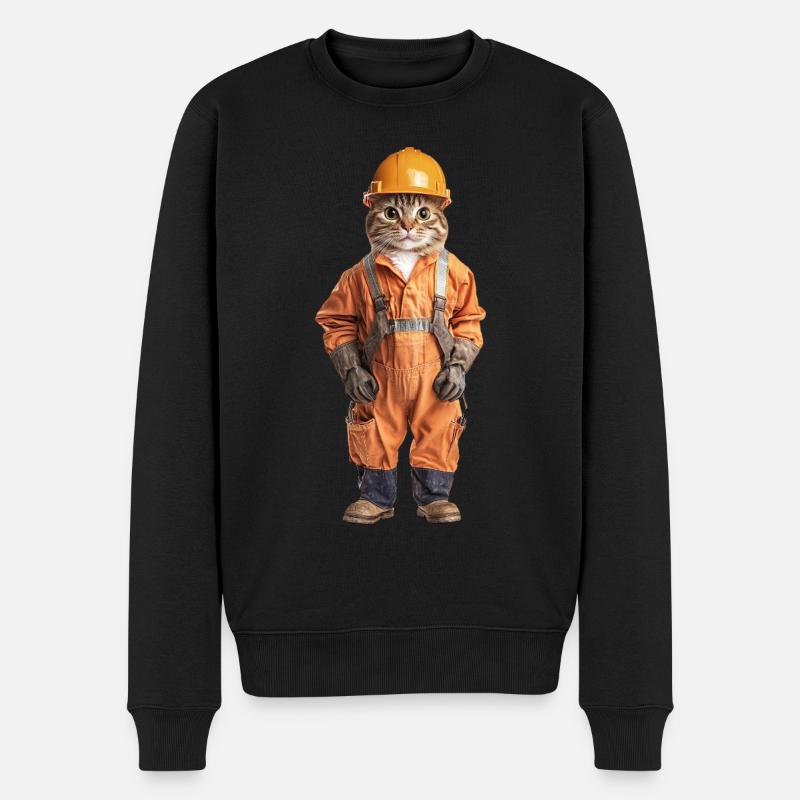 Katze - Männer Premium Bio Pullover - Schwarz