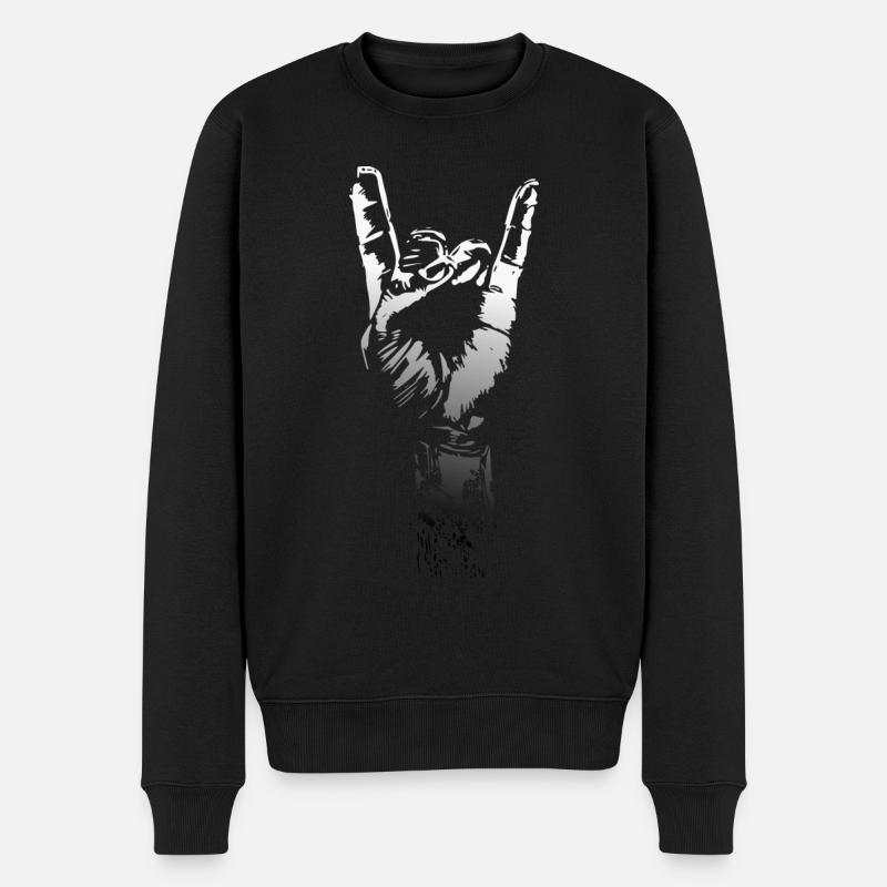 Hand Metal Musik zeichen - Männer Premium Bio Pullover - Schwarz