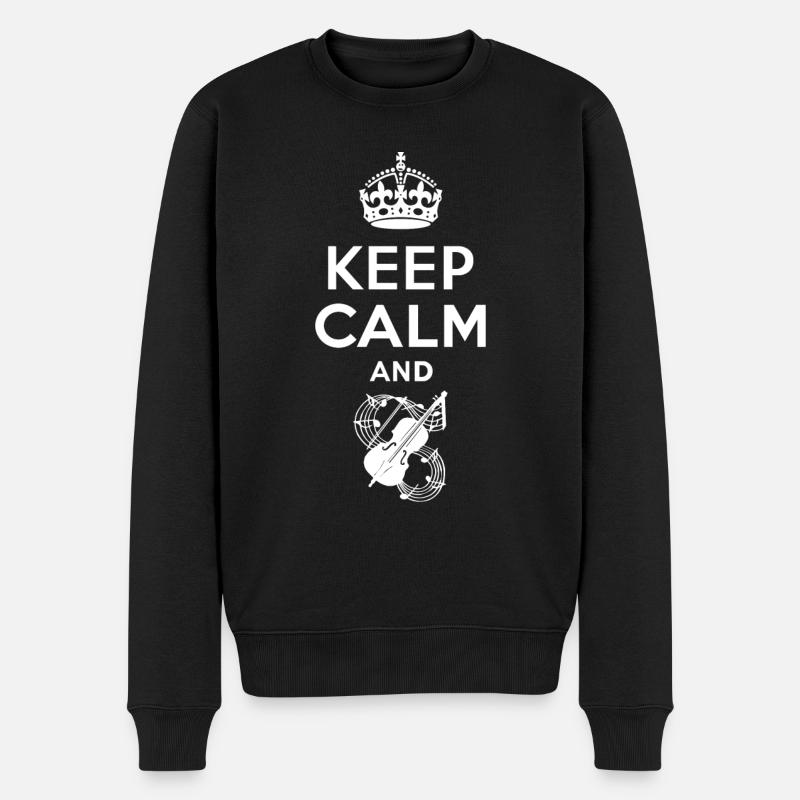 Keep Calm - Geige - Pull Premium bio Homme - noir
