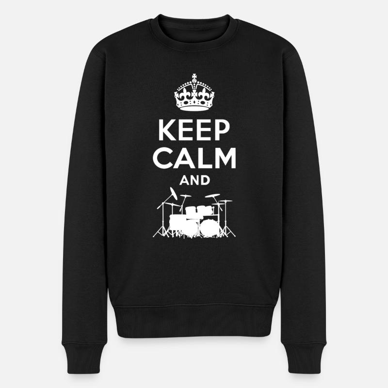Keep Calm - Schlagzeug - Drums - Pull Premium bio Homme - noir