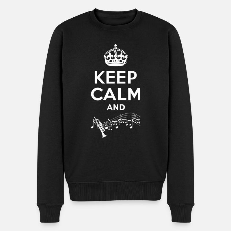 Keep Calm - Trompete - Männer Premium Bio Pullover - Schwarz