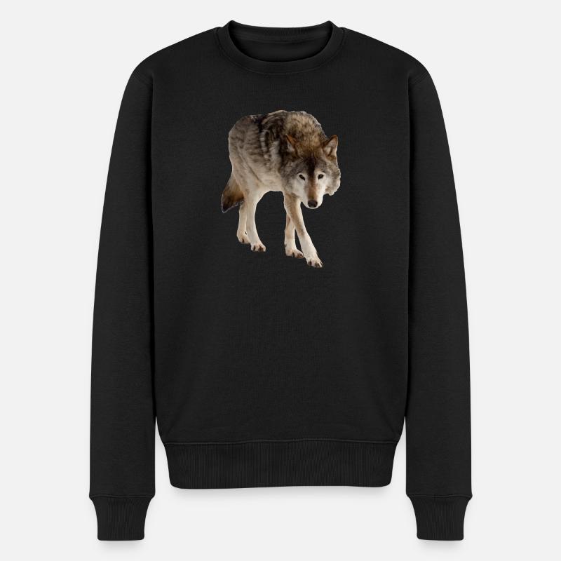 Wolf - Männer Premium Bio Pullover - Schwarz