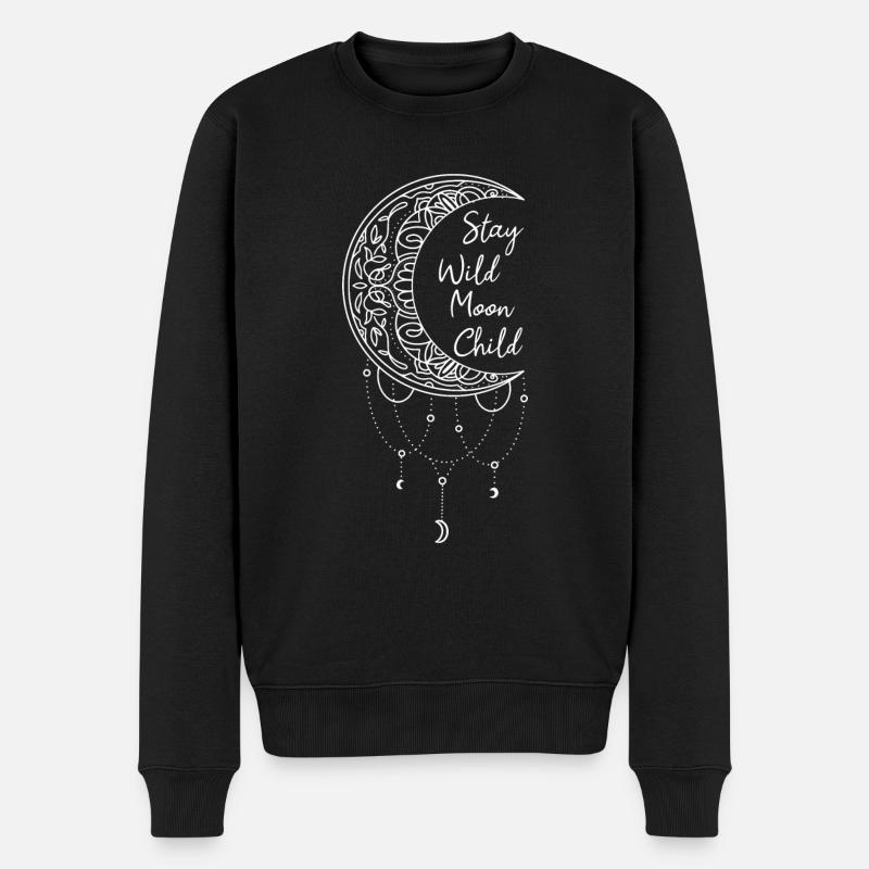 Stay Wild Moon Child Astrologie Traumfänger - Männer Premium Bio Pullover - Schwarz