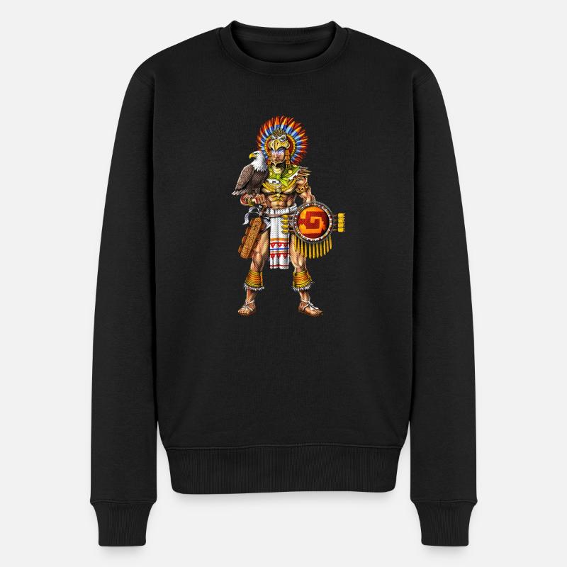 Guerrier aigle aztèque - Pull Premium bio Homme - noir