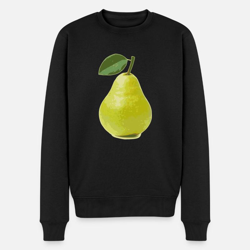 Birne, Pear - Männer Premium Bio Pullover - Schwarz