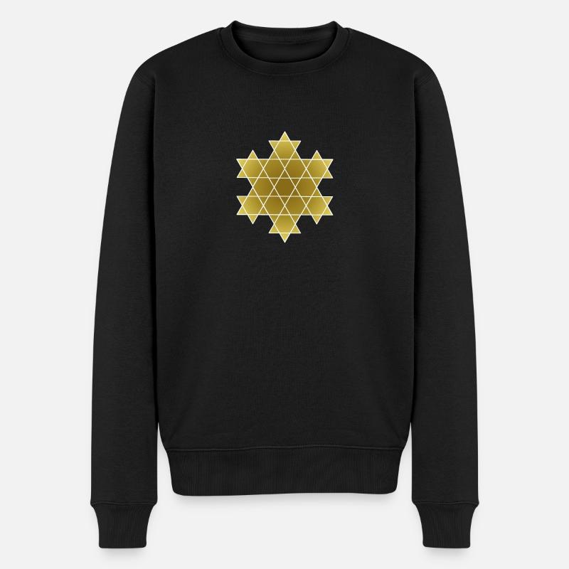 Hexagramm Stern gold - Männer Premium Bio Pullover - Schwarz